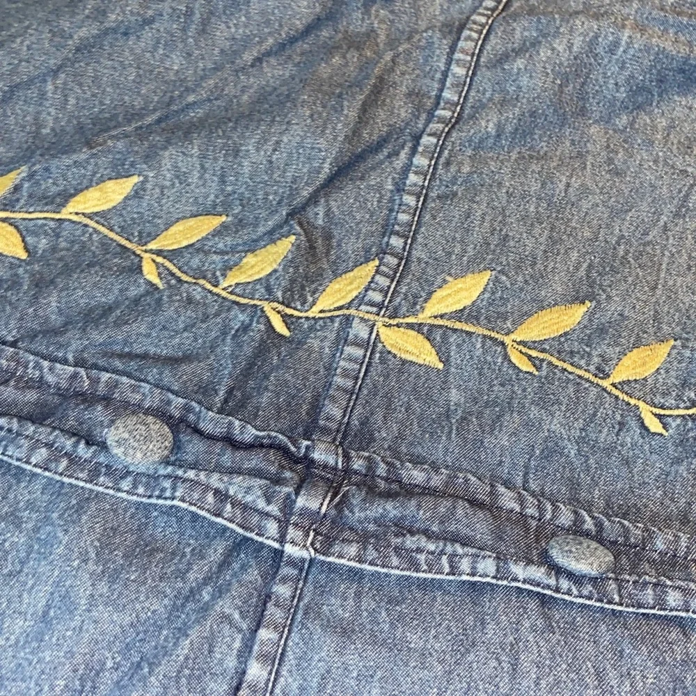 Vintage Smith & Johnson dry goods denim with ivy vine embroidered duvet cover